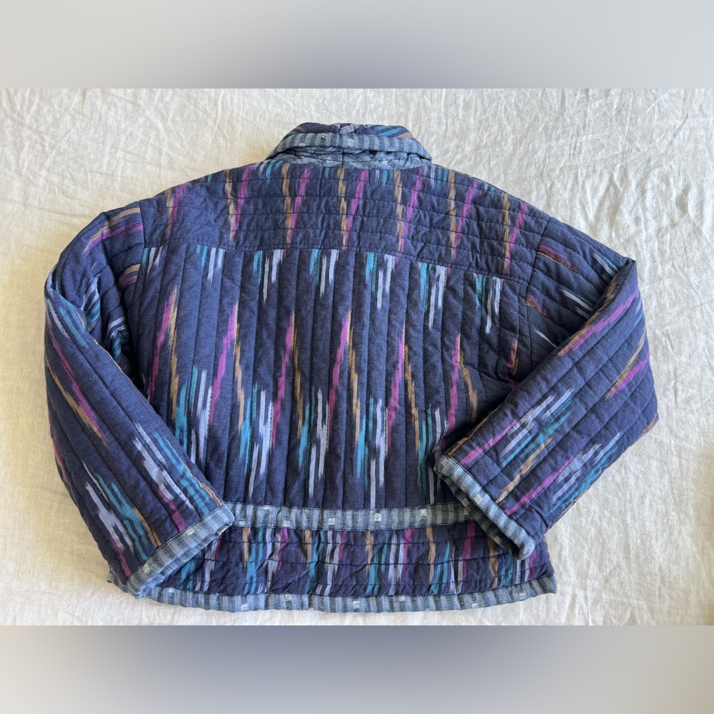 NWT MOTHER Dreamweaver Quilted Jacket Artist in Residence Blue Multi Size Small - Picture 3 of 12